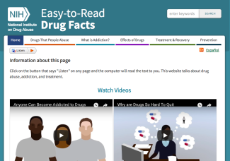 Screenshot of easy to read drug facts home page 
