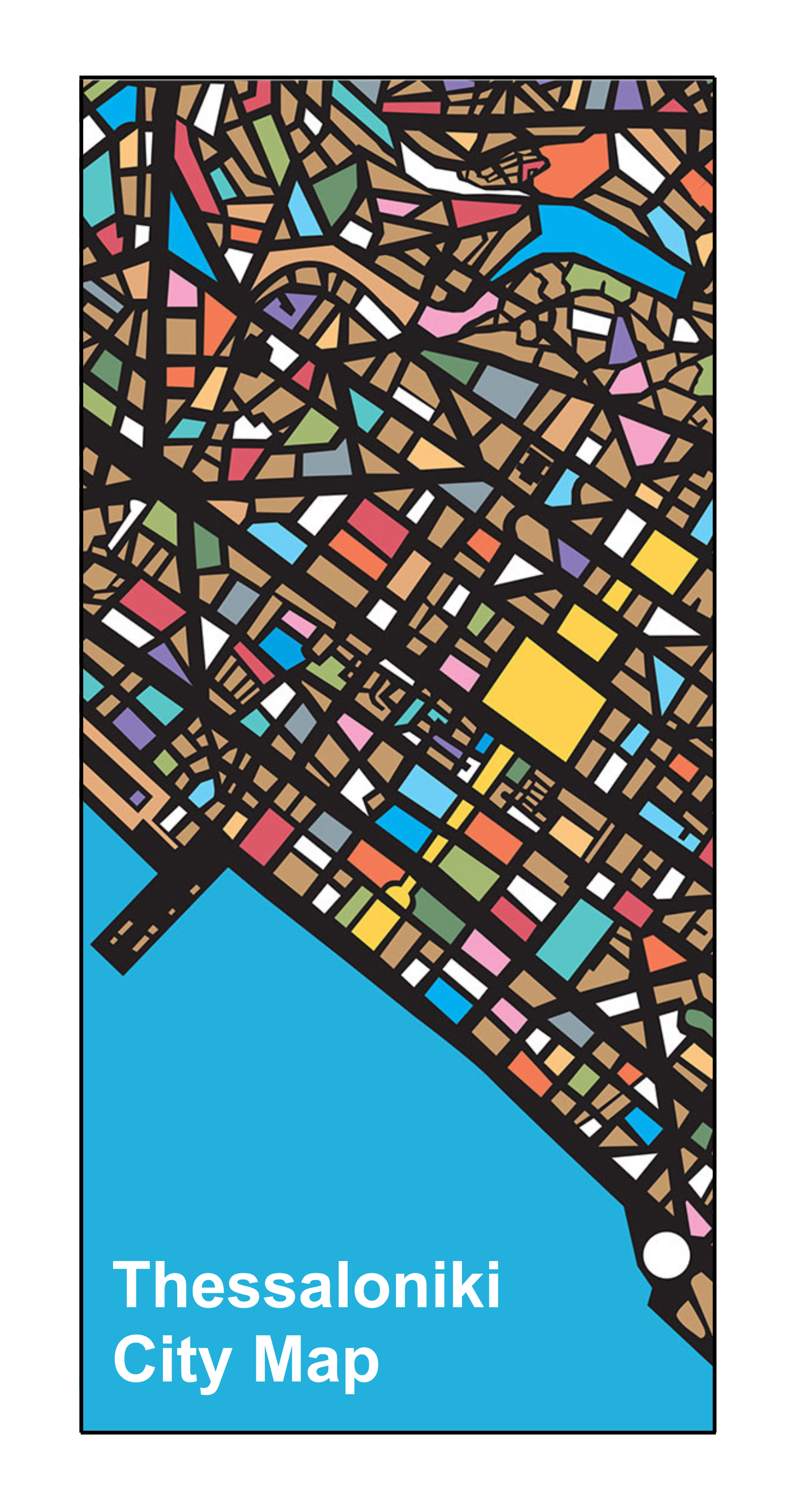 An illustration of the Thessaloniki Map, in bright colours. 