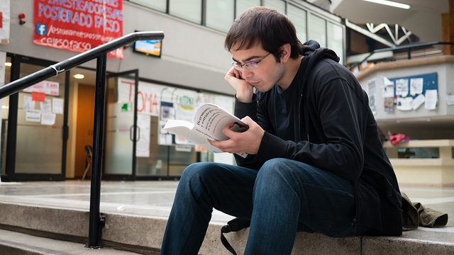 student reading