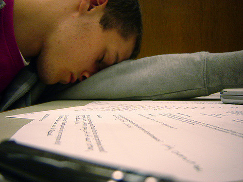 Student asleep at his desk