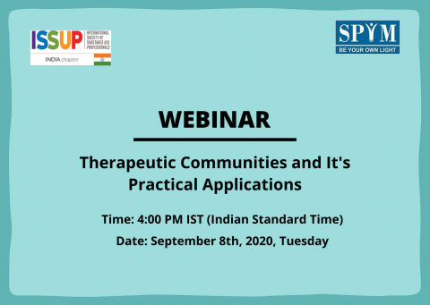 ISSUP India Therapeutic Communities Webinar Flyer