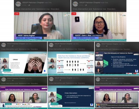Sesión en vivo/Seminario web sobre "INTERVENCIÓN DE CRISIS Y DESORDEN DE CONSUMO DE SUSTANCIAS" Llevada a cabo por el Capítulo de la ISSUP Pakistán y el Foro de la Juventud de Pakistán.