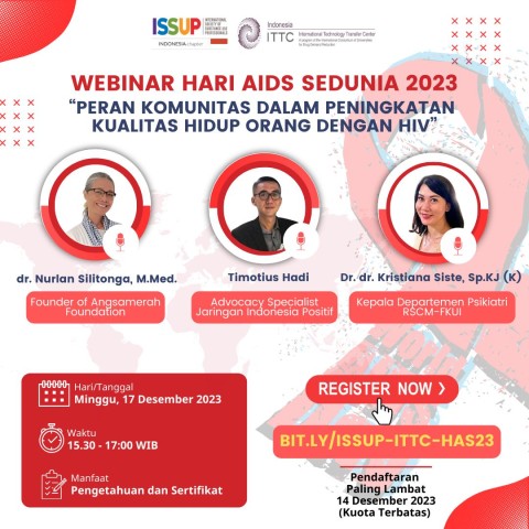 El Capítulo Nacional de SSUP Indonesia y el ITTC Indonesia se enorgullecen de anunciar un esfuerzo de colaboración para organizar un seminario web conjunto sobre el tema fundamental, El papel de las comunidades en la mejora de la calidad de vida de las personas con VIH.