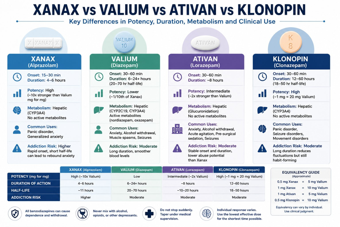 Atilvan Xanax vs Valium vs Ativan vs Klonopin: Key Differences | International ...