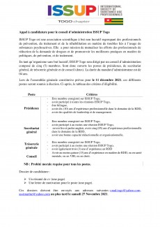 Appel à candidature au conseil d'administration de Issup Togo
