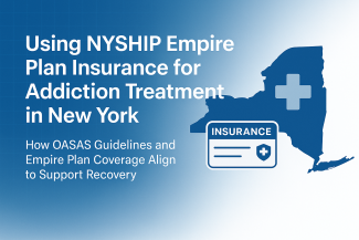 Map of New York with a medical cross and insurance card icon beside the headline “NYSHIP Empire Plan—Drug & Alcohol Rehab Coverage in New York.