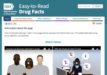 Easy to Read Drug Facts Screenshot of easy to read drug facts home page