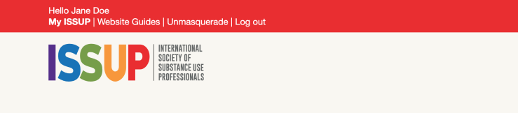 Screenshot of the ISSUP website login bar, including links to MyISSUP, Website Guides and Logout.