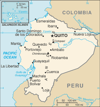 Political map of Ecuador Country Profile showing major cities.