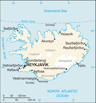 Political map of Iceland showing major cities.