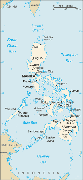 Political map of Philippines Country Profile showing major cities.